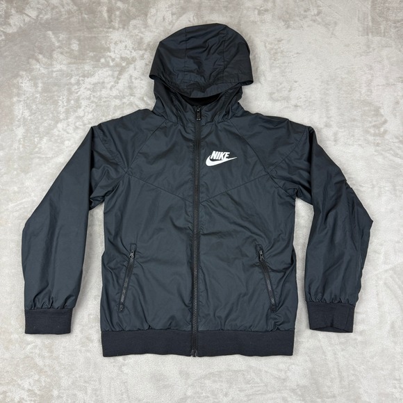 Nike Jacket Womens M Black Windrunner Full Zip Hooded Lightweight Vented Active - Picture 1 of 10